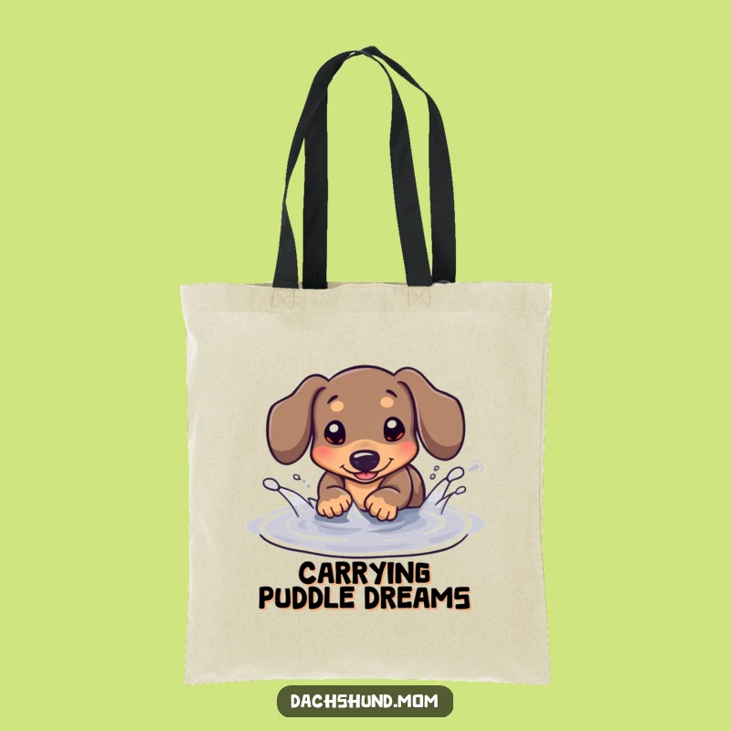 Funny Kawaii Dachshund Puddle Splash Tote Bag - Carry Your Fun