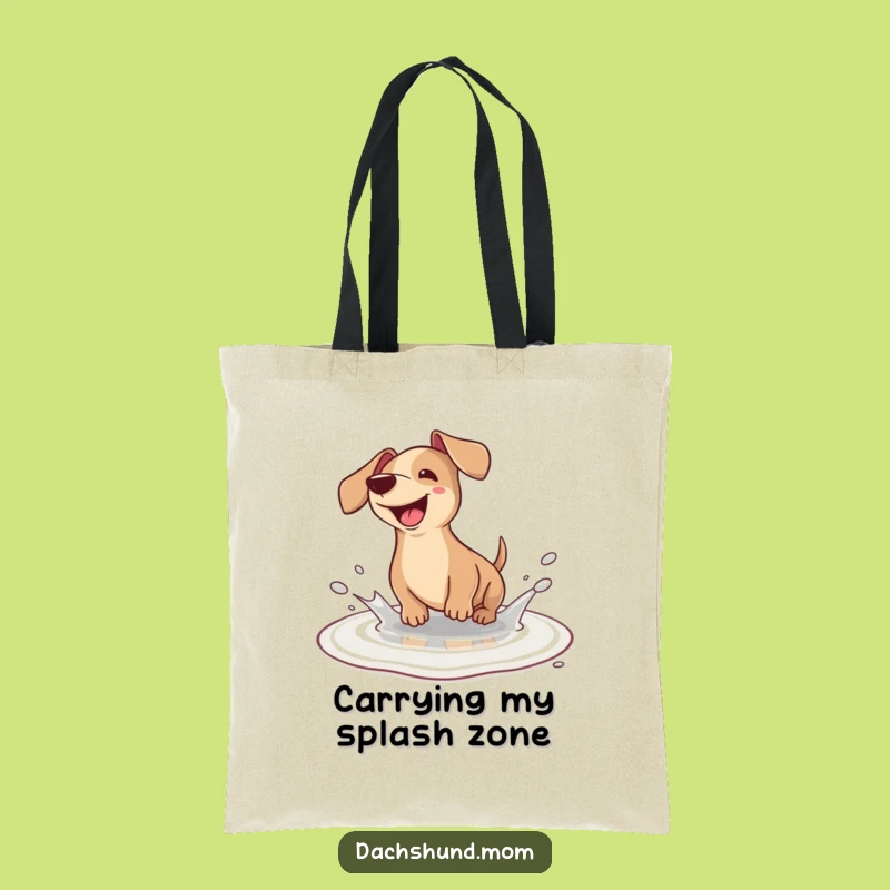 Funny Kawaii Dachshund Puddle Splash Tote Bag - Chic Wiener Dog Carry-All Gift