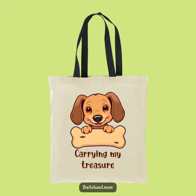 Funny Kawaii Dachshund Tote Bag: Cute Bone Peek Accessory for Dog Owners