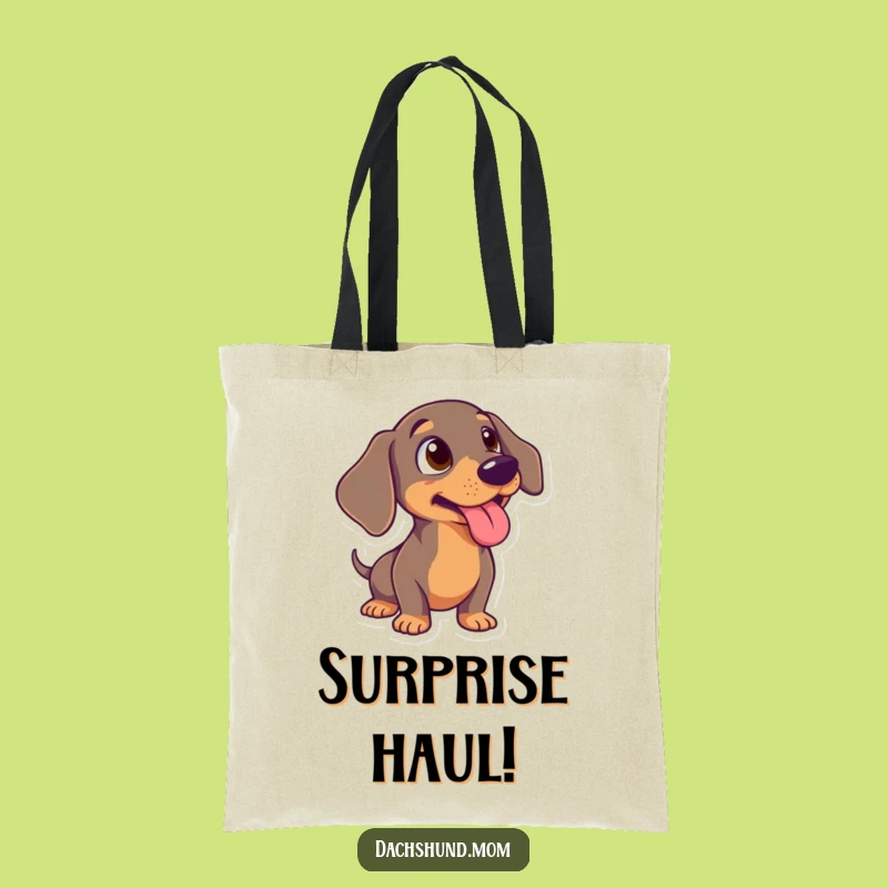Funny Surprised Dachshund Tongue Out Tote Bag - Quirky Wiener Dog Accessory
